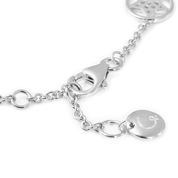 RACHEL GALLEY Shimmer Collection - Rhodium Overlay Sterling Silver Bracelet (Size 8 with Extender), Silver Wt 5.11 Gms