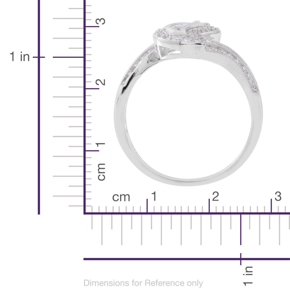ELANZA AAA Simulated White Diamond (Bgt) Ring in Rhodium Plated Sterling Silver