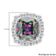 ELANZA Simulated Mystic Topaz and Simulated Diamond Stud Earrings (With Push Back) in Rhodium Overlay Sterling Silver
