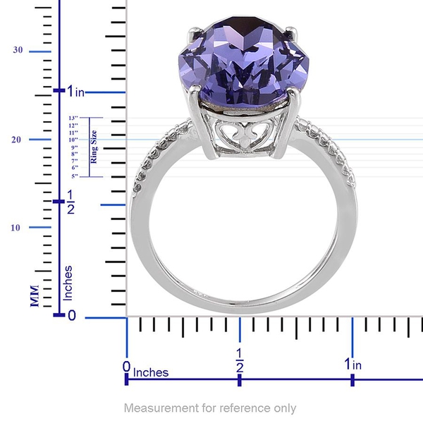 - Tanzanite Colour Crystal (Ovl) Ring in Platinum Overlay Sterling Silver 10.000 Ct.