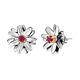 African Ruby (FF) Floral Stud Earrings (with Push back) in Platinum and Yellow Gold Overlay Sterling Silver