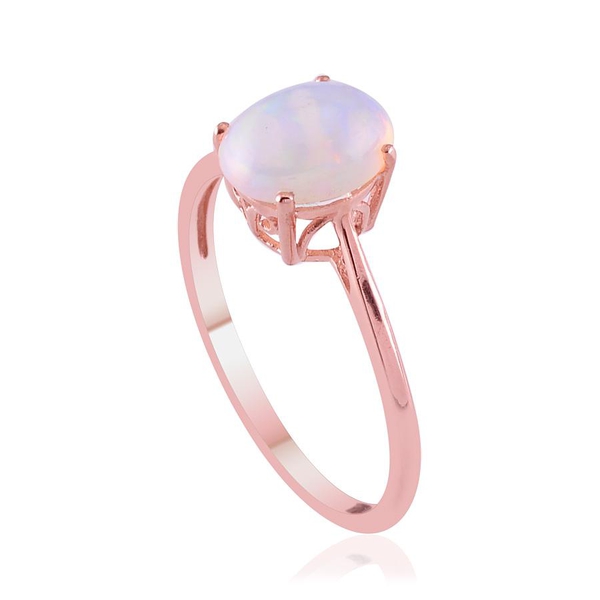 Ethiopian Welo Opal (Ovl) Solitaire Ring in Rose Gold Overlay Sterling Silver 1.250 Ct.