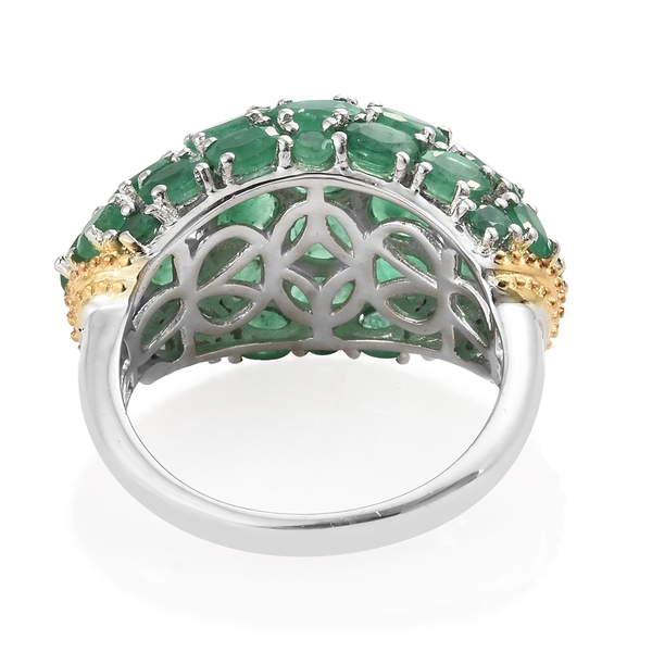 Kagem Zambian Emerald (Ovl) Cluster Ring in 14K Gold Overlay Sterling Silver 7.000 Ct. Silver wt 6.53 Gms.