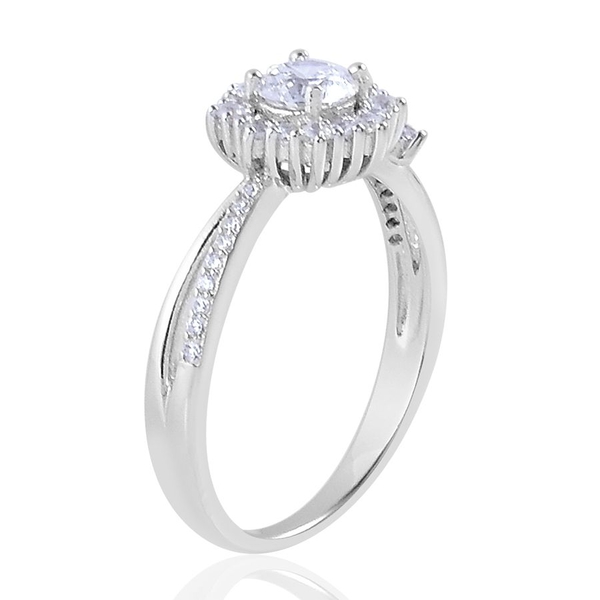 ELANZA AAA Simulated White Diamond Ring in Rhodium Plated Sterling Silver