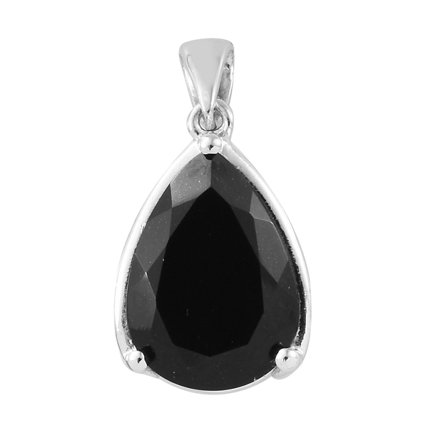 Black Tourmaline (Pear) Pendant in Platinum Overlay Sterling Silver 4.750 Ct.