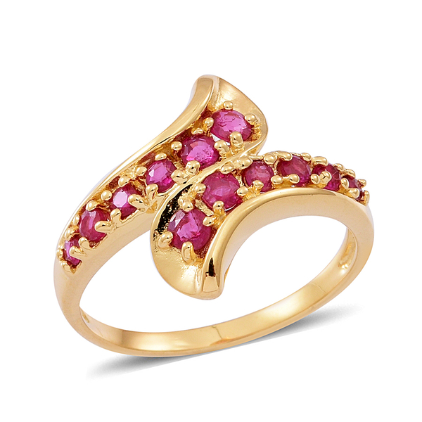 Ruby (Rnd) Crossover Ring in 14K Yellow Gold Overlay Sterling Silver 1.000 Ct.