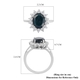 Teal Grandidierite and Natural Cambodian Zircon Ring in Platinum Overlay Sterling Silver 3.720 Ct.