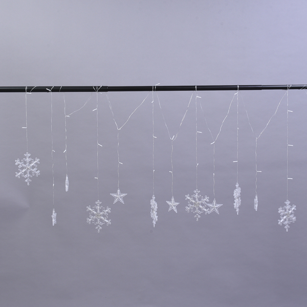 Snowflake Inspired LED Curtain String Light with USB Cable (Size 350x85Cm)