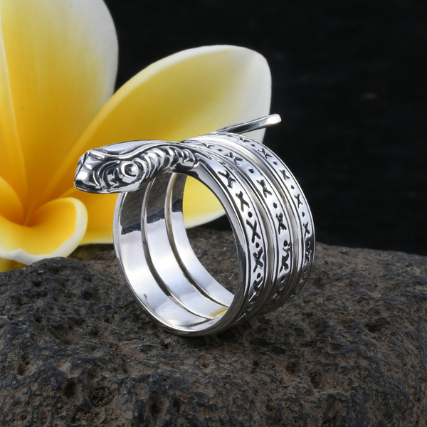 Royal Bali Collection Sterling Silver Snake Ring, Silver wt 11.42 Gms.