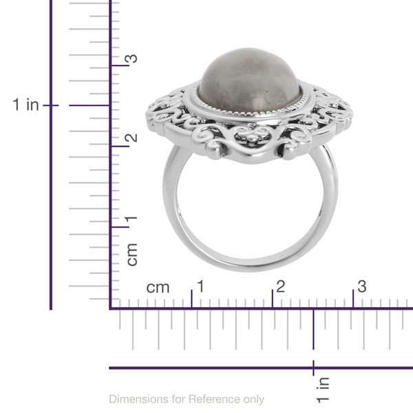 Labradorite (Ovl) Solitaire Ring in Silver Tone 11.000 Ct.