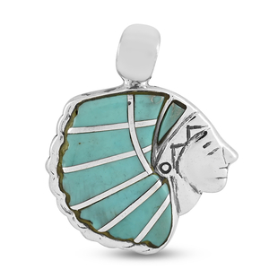 Santa Fe Collection - Turquoise Native Chief Face Pendant in Sterling Silver