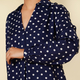 TAMSY 100% Viscose Polka Dot Pattern Long Sleeve Shirt (Size XXL, 24-26) - Blue