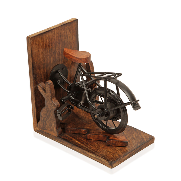 (Option 1) Home Decor - Bicycle Design Bookend (Size 17x10 Cm)