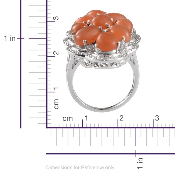 Mitiyagoda Peach Moonstone (Ovl 2.25 Ct) Ring in Platinum Overlay Sterling Silver 15.500 Ct.