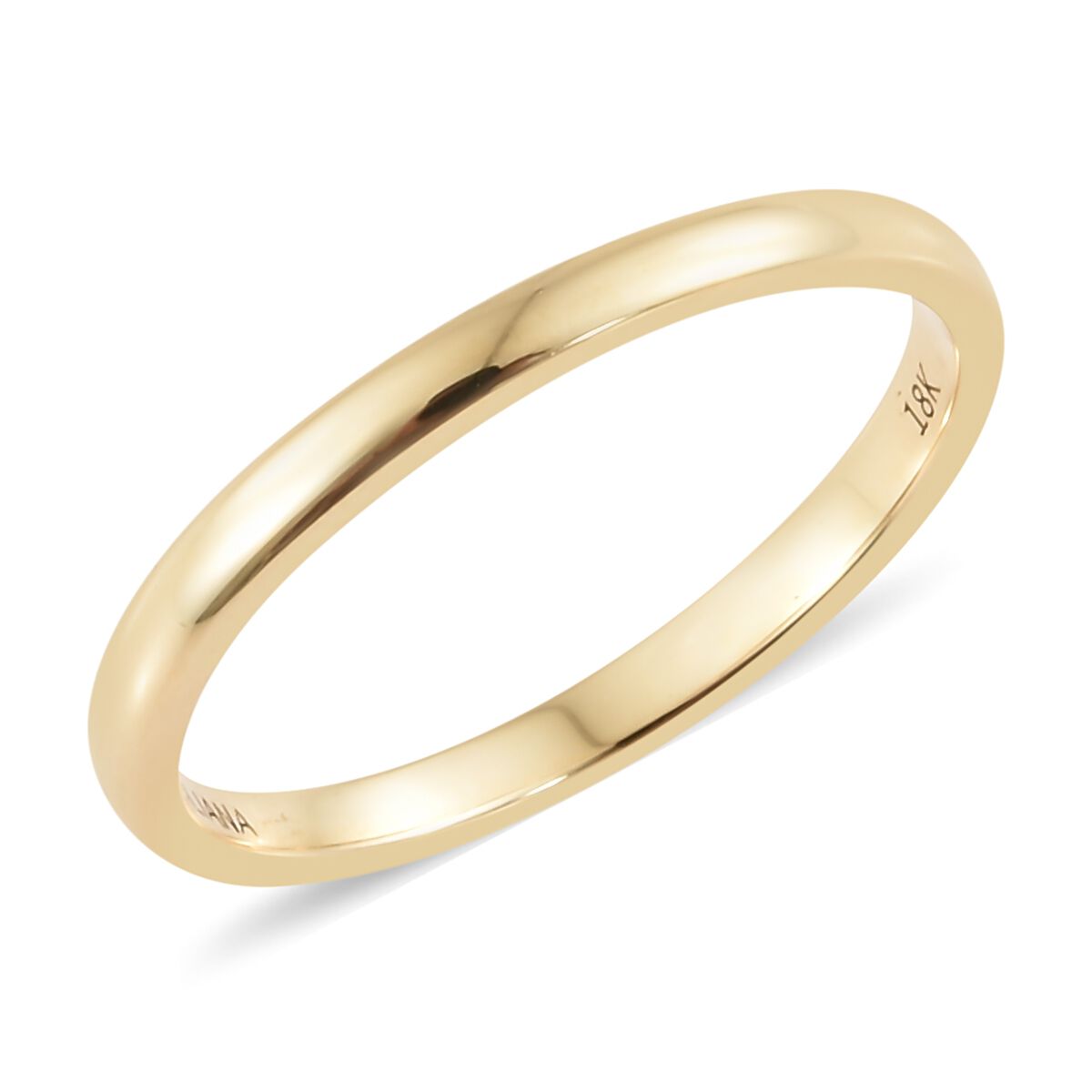 18K Yellow Gold 2mm Plain Wedding Band Ring, Gold Wt. 1.97 gms