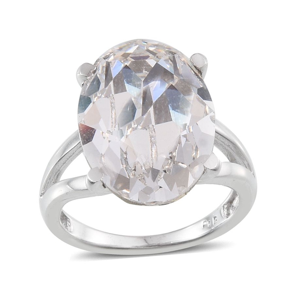 - White Crystal (Ovl) Ring in ION Plated Platinum Bond