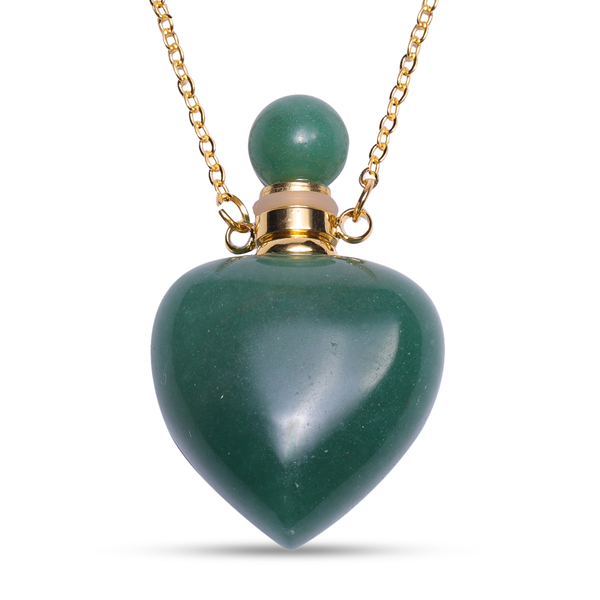 Green Aventurine Necklace (Size - 22) in Yellow Gold Tone 90.00 Ct