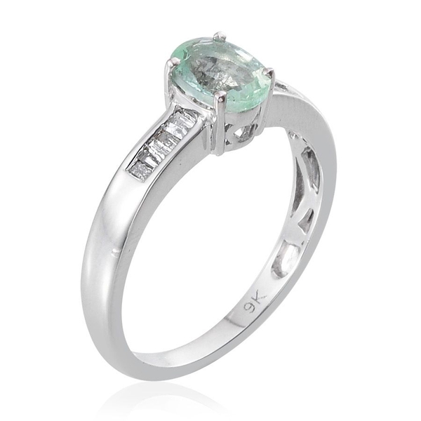 9K W Gold Boyaca Colombian Emerald (Ovl 0.80 Ct), Diamond Ring 1.000 Ct.