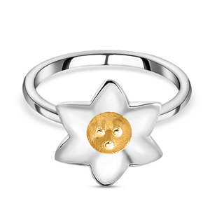 Platinum and Yellow Gold Overlay Sterling Silver Floral Ring