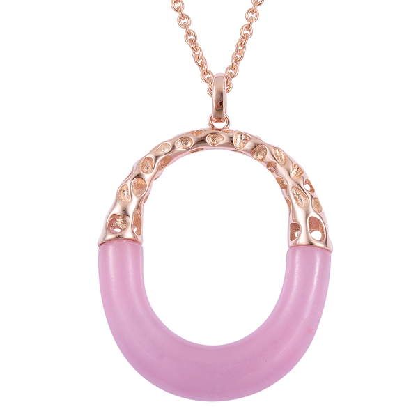 RACHEL GALLEY Goddess Pink Jade Pendant with Chain (Size 30) in Rose Gold Overlay Sterling Silver 29