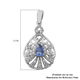 Ceylon Sapphire and Natural Cambodian Zircon Pendant in Rhodium Overlay Sterling Silver 1.02 Ct.