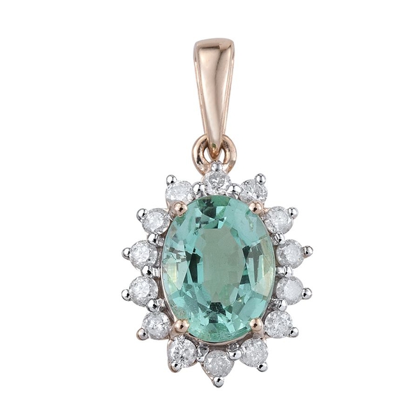Web Exclusive- 9K Y Gold Boyaca Colombian Emerald (Ovl 1.15 Ct), Diamond Pendant 1.400 Ct.