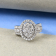 Lustro Stella Platinum Overlay Sterling Silver Cluster Ring Made with Finest CZ 3.80 Ct, Silver wt. 5.00 Gms
