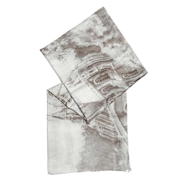Brown and Off White Colour Digital Printed Scarf (Size 200x70 Cm)