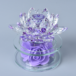 Crystal Lotus LED Light with Rotating Floral Base - Purple