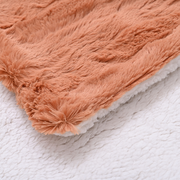 Super Soft Faux Fur Sherpa Blanket (Size 200x150 Cm) - Brick