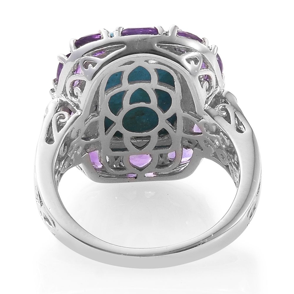 Natural Rare Opalina (Cush 4.65 Ct), Amethyst Ring in Platinum Overlay Sterling Silver 6.500 Ct.