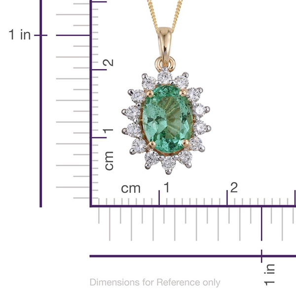 ILIANA 18K Y Gold Boyaca Colombian Emerald (Ovl 1.75 Ct), Diamond (SI-G-H) Pendant With Chain 2.250 Ct.