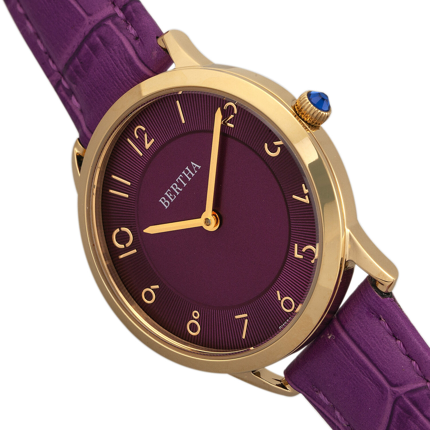 Bertha Abby Swiss Movement Fuchsia Dial 5 ATM Water Resistant Ladies Watch in Fuchsia Genuine Leather