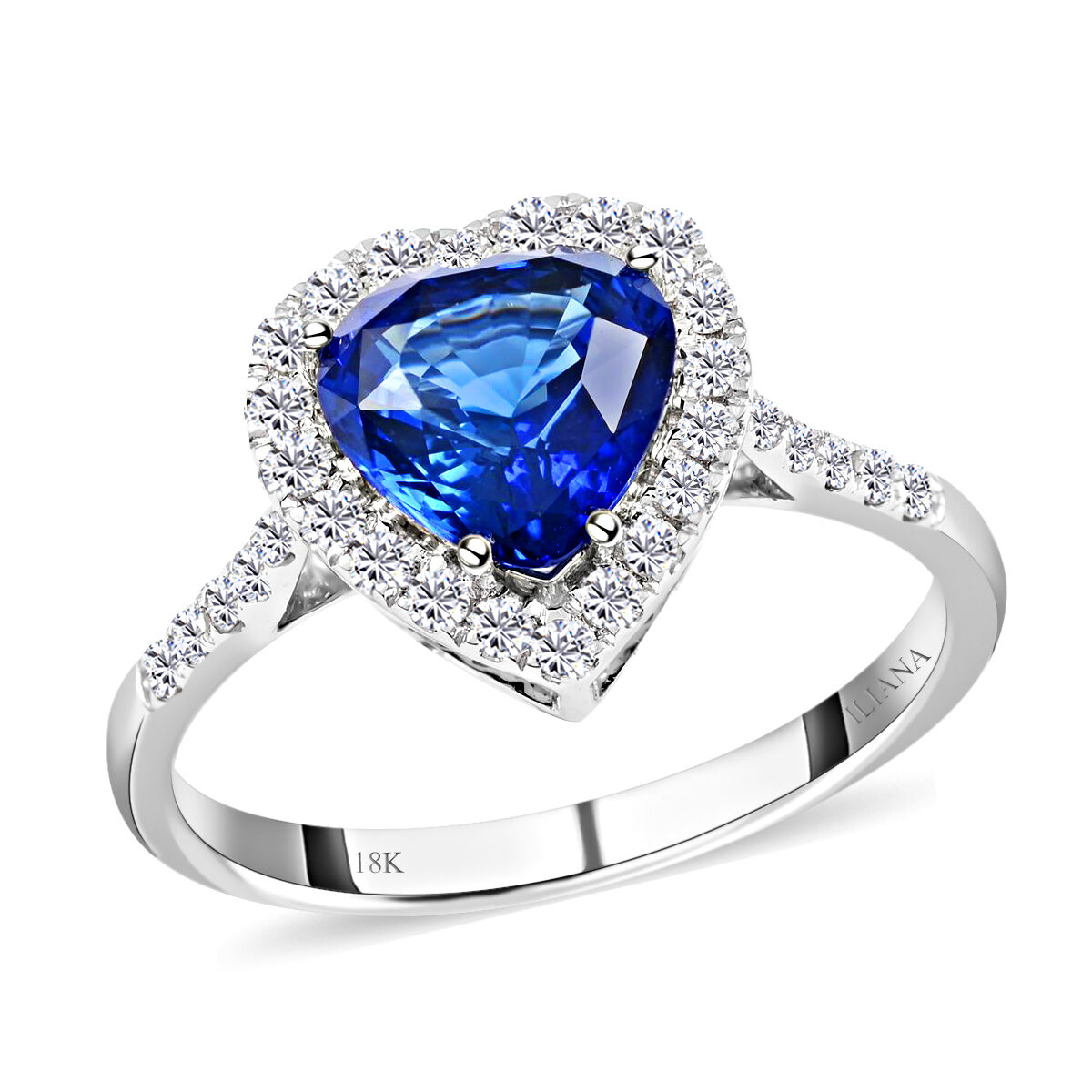 AGI Certified and Appraised ILIANA 18K White Gold AAA Ceylon Sapphire and Diamond SI GH Solitaire Ri