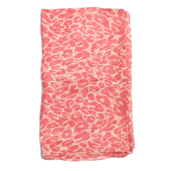 100% Mulberry Silk Pink Colour Abstract Pattern White Colour Scarf (Size 180x100 Cm)