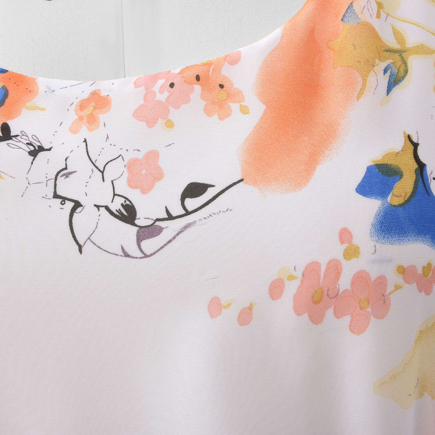 White Colour Plum Blossom Flower Pattern One Piece Dress