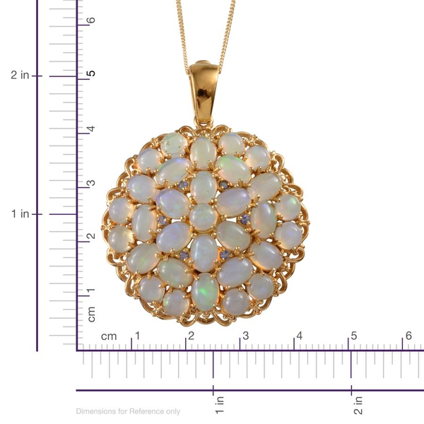 Ethiopian Welo Opal (Ovl), Tanzanite Cluster Pendant With Chain in 14K Gold Overlay Sterling Silver 11.250 Ct.