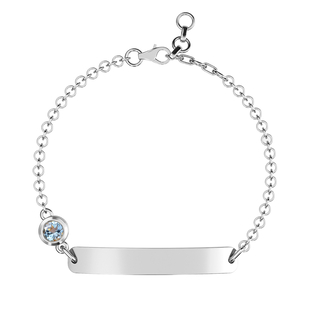Espirito Santo Aquamarine Bracelet (Size 6 with Extender) in Platinum Overlay Sterling Silver, Silver wt 5.23 Gms