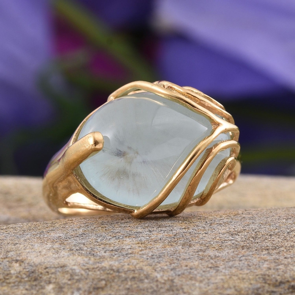 Espirito Santo Aquamarine (Ovl) Solitaire Ring in 14K Gold Overlay Sterling Silver 6.750 Ct.