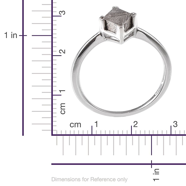 Meteorite Solitaire Ring in Platinum Overlay Sterling Silver 3.250 Ct.