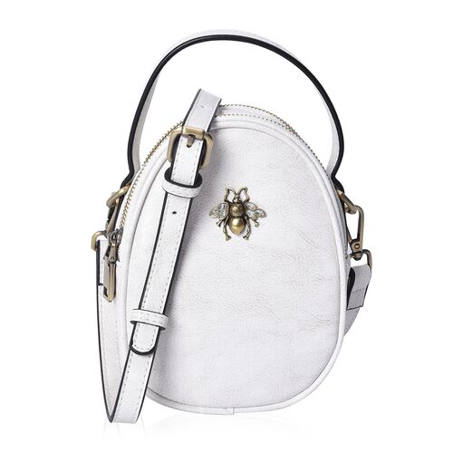 100% Genuine Leather White Colour Cross Body Bag Size 13x7x13 Cm - 3394395 - TJC