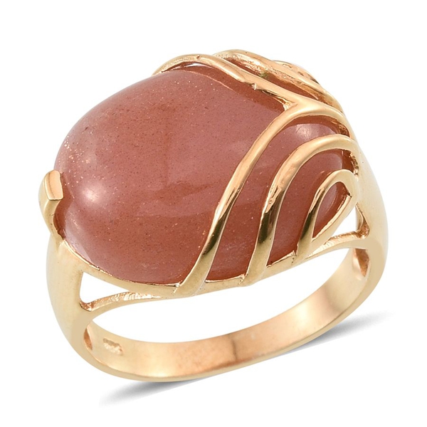 Morogoro Peach Sunstone (Ovl) Ring in 14K Gold Overlay Sterling Silver 12.000 Ct.