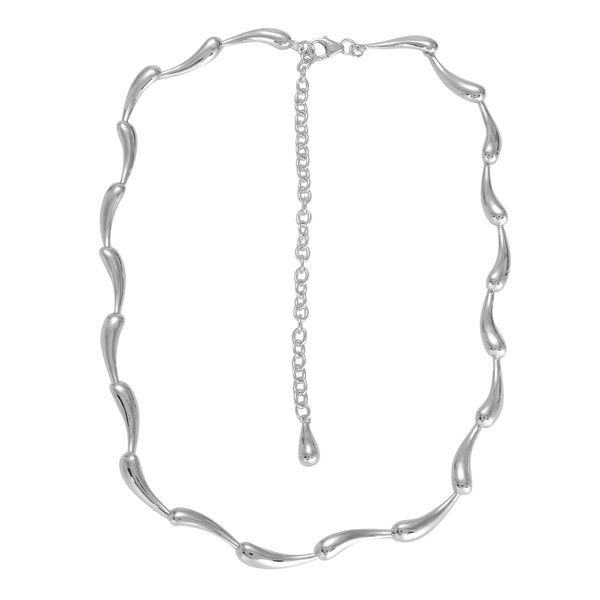 LucyQ Ripple Collection Necklace (Size 16 with 3 Inch Extender) in Rhodium Plated Sterling Silver 26