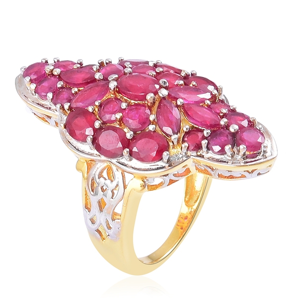 African Ruby (Ovl) Ring in Yellow Gold Overlay Sterling Silver 9.500 Ct. Silver wt 9.33 Gms.
