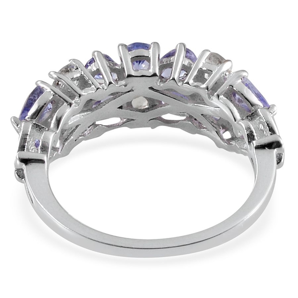 Tanzanite (Pear), White Topaz Ring in Platinum Overlay Sterling Silver 1.650 Ct.
