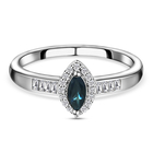 Monte Belo Indicolite and Natural Cambodian Zircon Ring (Size P) in Platinum Overlay Sterling Silver