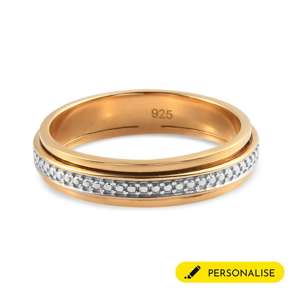 Personalised Engravable Diamond Band Ring in 14K Gold Overlay Sterling Silver