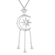 LucyQ Constellation Collection - Rhodium Overlay Sterling Silver Moon & Star Necklace (Size 16/18/20