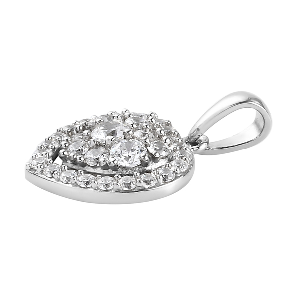 Lustro Stella Platinum Overlay Sterling Silver Heart Pendant Made with Finest CZ 1.41 Ct.