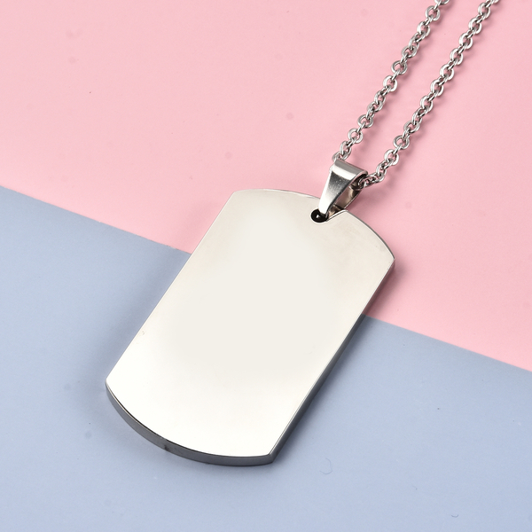 Dag Tag Pendant with Chain (Size 17.5) in Stainless Steel